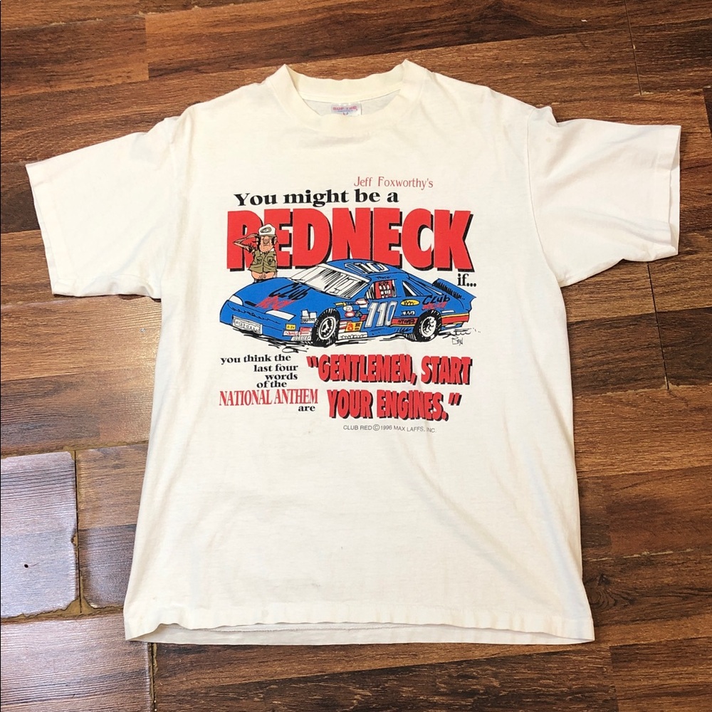 Vintage Jeff Foxworthy T-Shirt Men Large White Redneck Funny Humor Graphic Tee